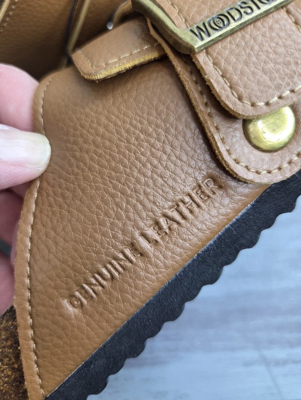 Woodstock Brown Leather Slide Sandals - Adjustable Comfort Mens Size 12 NWT